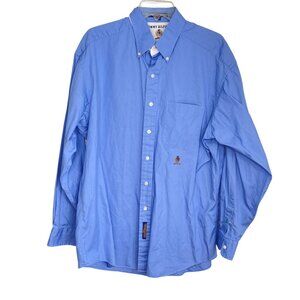 Tommy Hilfiger Button Down Shirt Collar Dress Shirt Logo L Hong Kong Vtg 90s